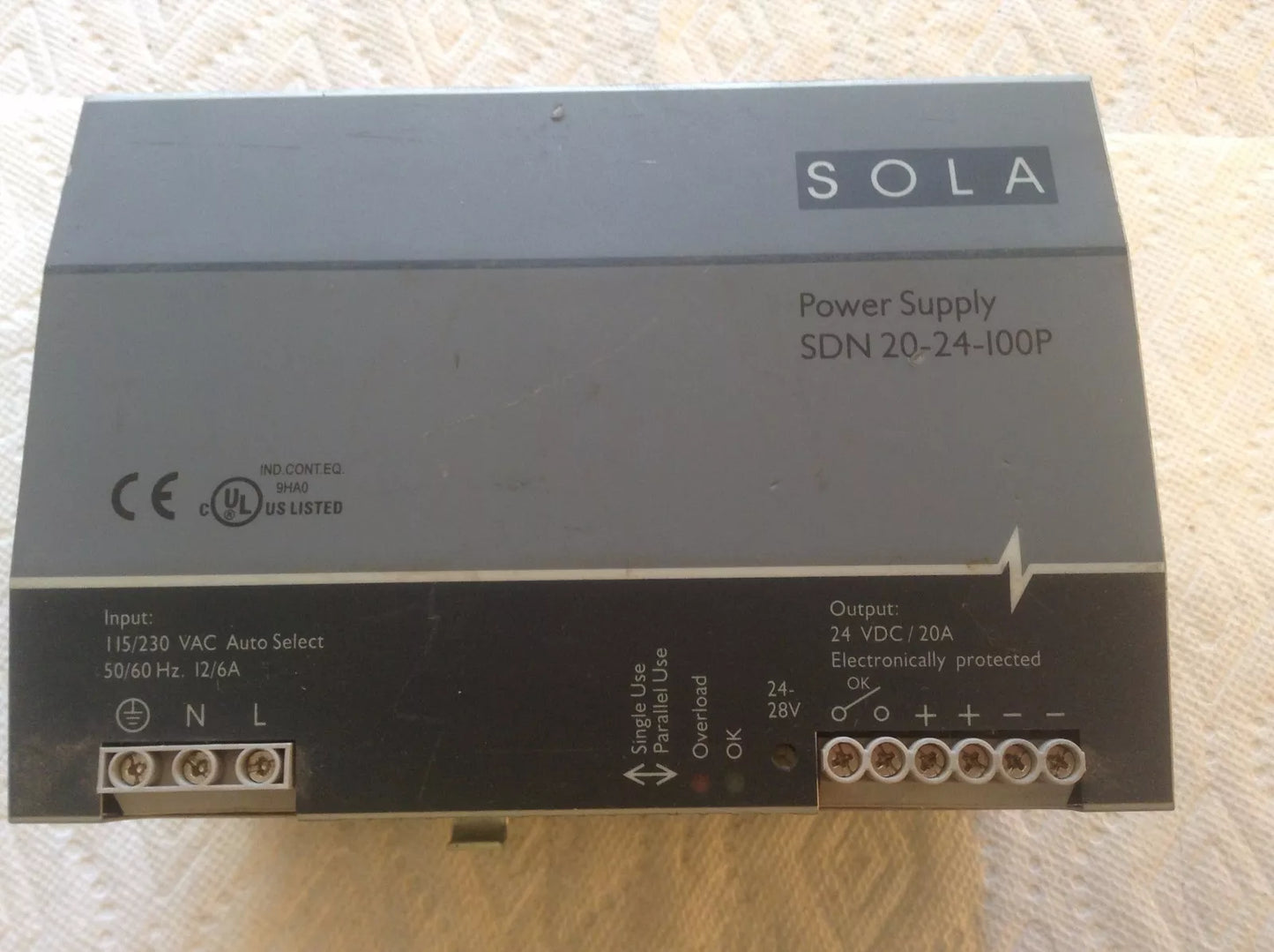 Sola SDN 30-24-100P Power Supply 24VDC 20A