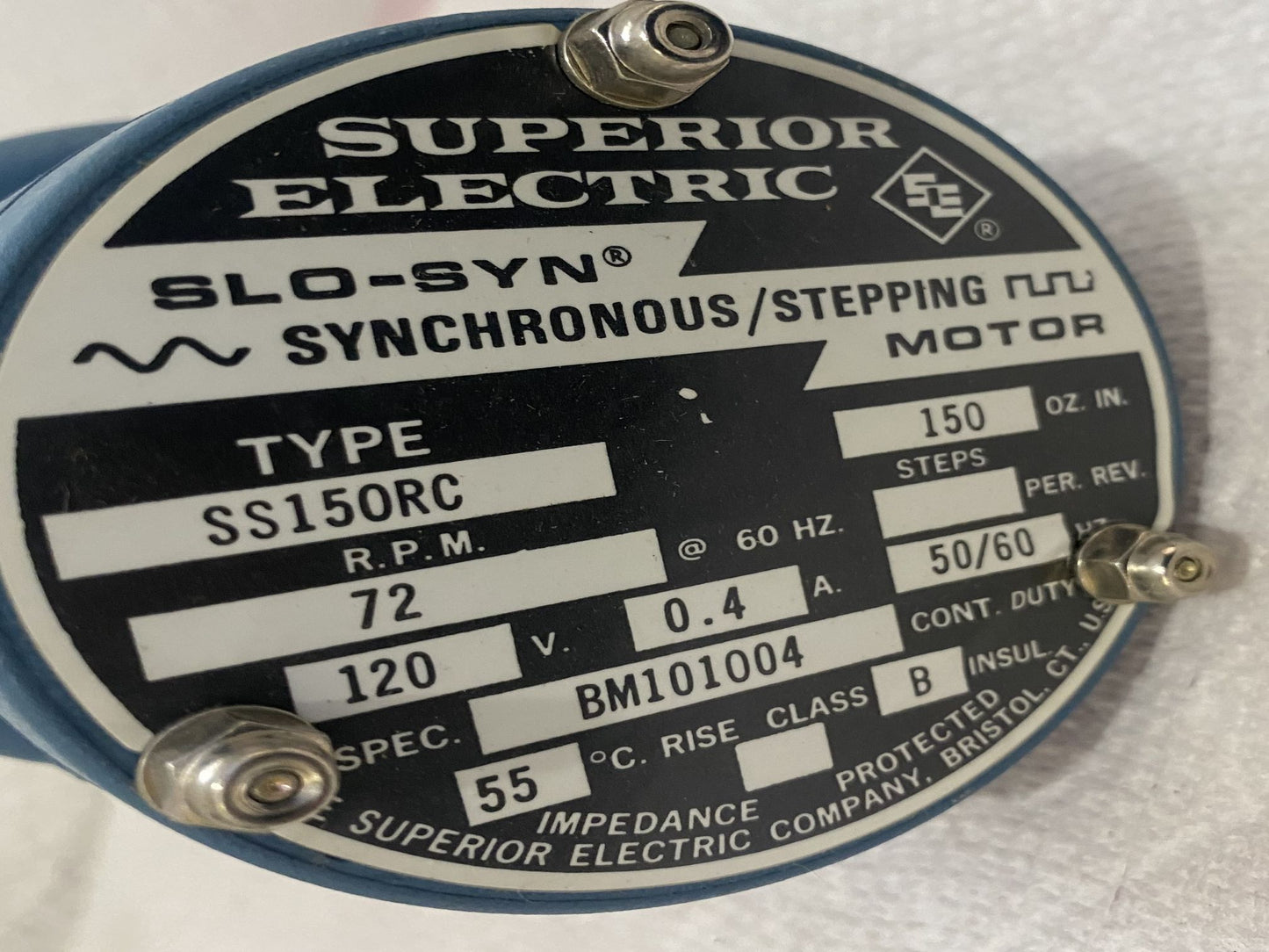 Superior Electric SS150RC Synchronous motor 72 RPM, 120 VAC 0.4A 50/60 Hz